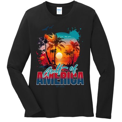 Gulf of US America Est 2025 Retro Vintage Ladies Long Sleeve Shirt