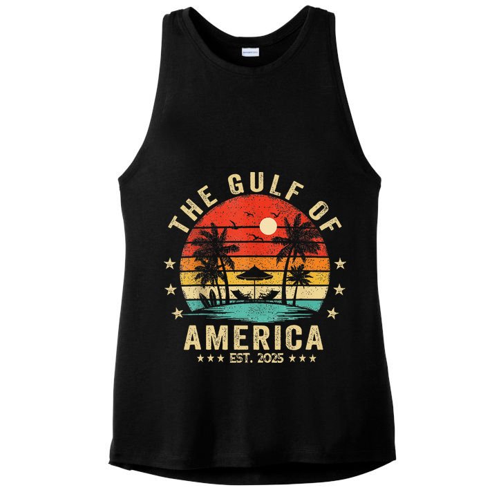 Gulf Of Us America Est 2025 Retro Vintage Beach Ladies PosiCharge Tri-Blend Wicking Tank