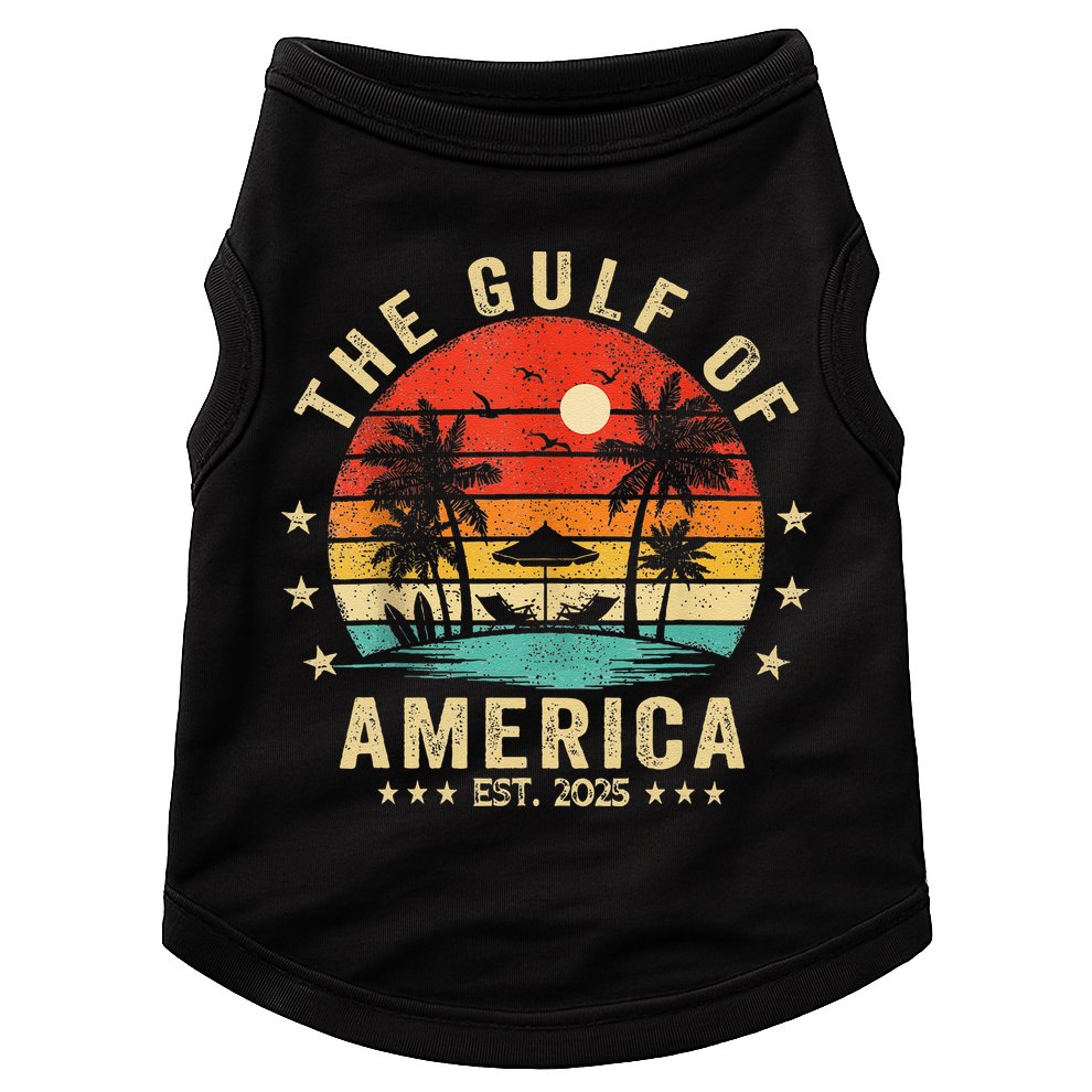 Gulf Of Us America Est 2025 Retro Vintage Beach Doggie Tank