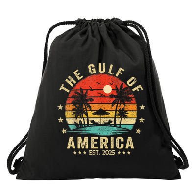 Gulf Of Us America Est 2025 Retro Vintage Beach Drawstring Bag