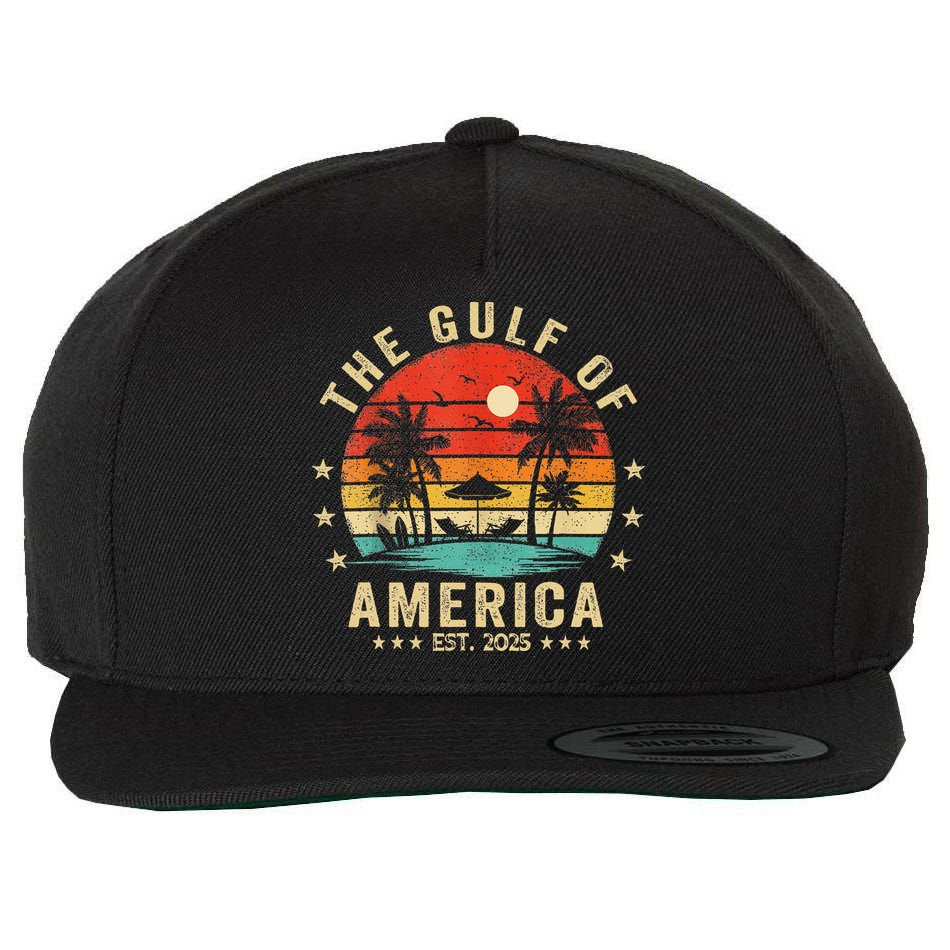 Gulf Of Us America Est 2025 Retro Vintage Beach Wool Snapback Cap
