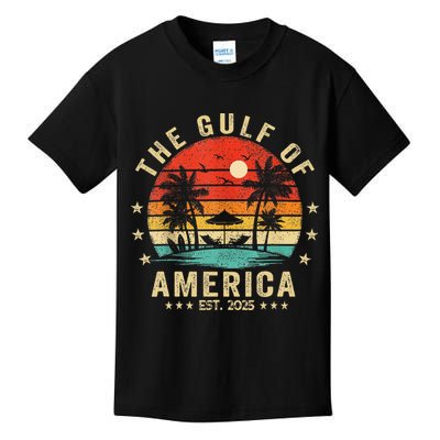 Gulf Of Us America Est 2025 Retro Vintage Beach Kids T-Shirt