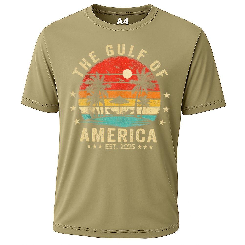 Gulf Of Us America Est 2025 Retro Vintage Beach Cooling Performance Crew T-Shirt