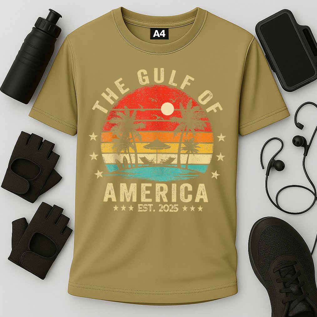 Gulf Of Us America Est 2025 Retro Vintage Beach Cooling Performance Crew T-Shirt