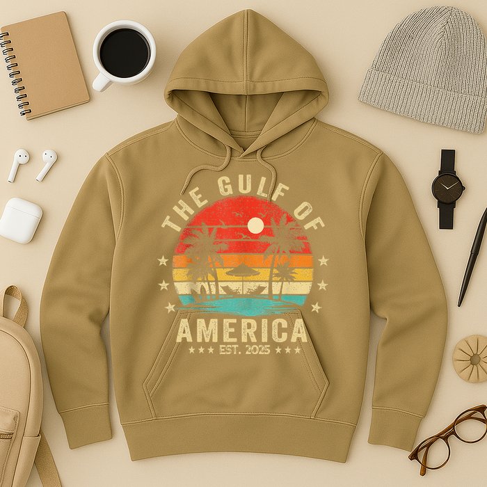 Gulf Of Us America Est 2025 Retro Vintage Beach Hoodie