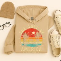 Gulf Of Us America Est 2025 Retro Vintage Beach Hoodie
