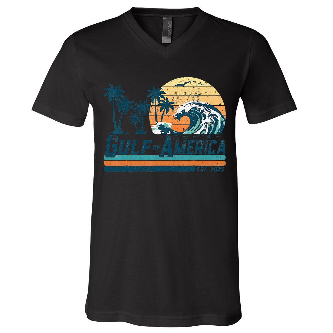 Gulf Of US America Est 2025 Retro Vintage Beach V-Neck T-Shirt