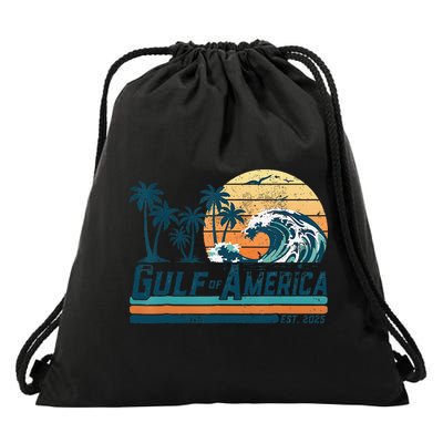 Gulf Of US America Est 2025 Retro Vintage Beach Drawstring Bag