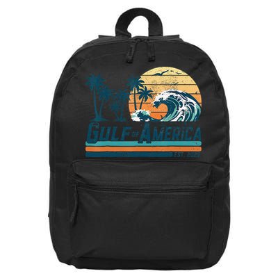 Gulf Of US America Est 2025 Retro Vintage Beach 16 in Basic Backpack