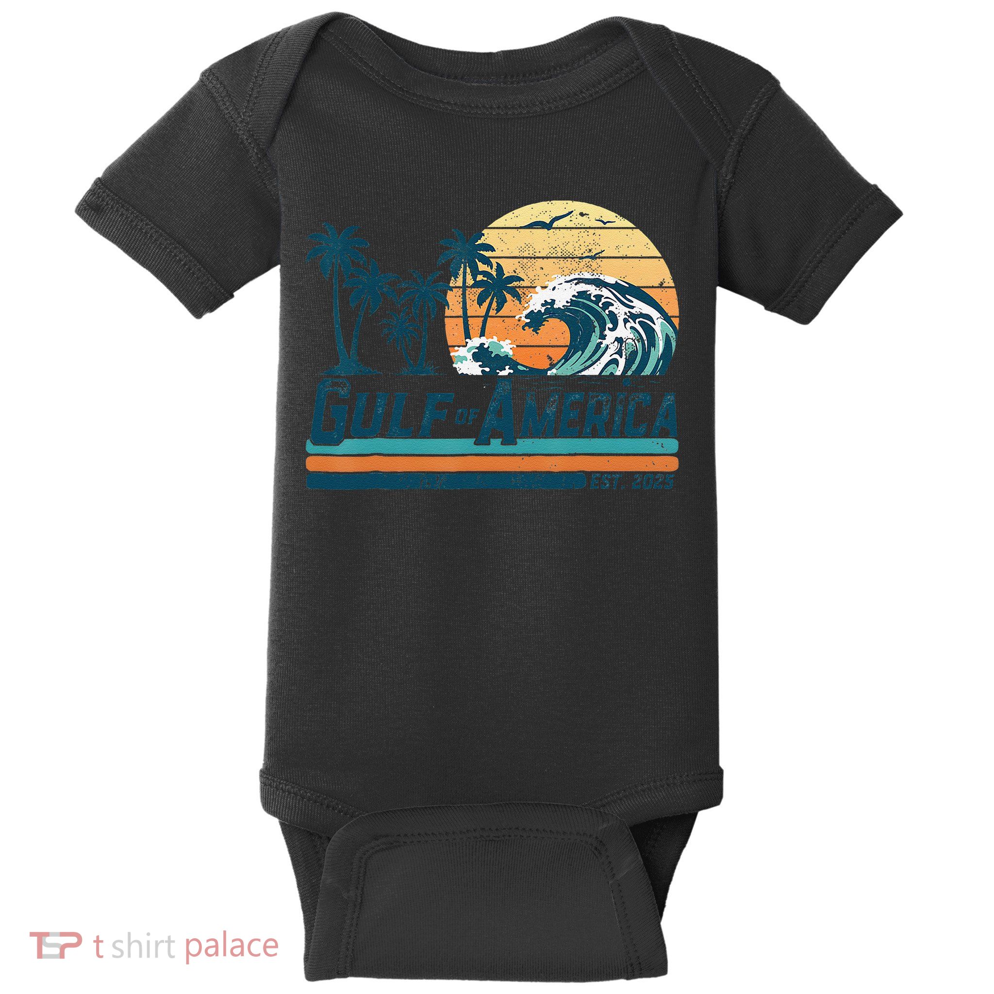 Gulf Of US America Est 2025 Retro Vintage Beach Baby Bodysuit