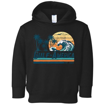 Gulf Of US America Est 2025 Retro Vintage Beach Toddler Hoodie