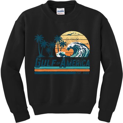 Gulf Of US America Est 2025 Retro Vintage Beach Kids Sweatshirt