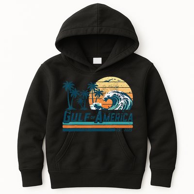 Gulf Of US America Est 2025 Retro Vintage Beach Kids Hoodie