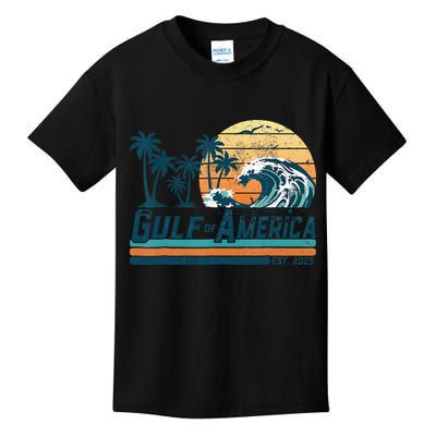 Gulf Of US America Est 2025 Retro Vintage Beach Kids T-Shirt