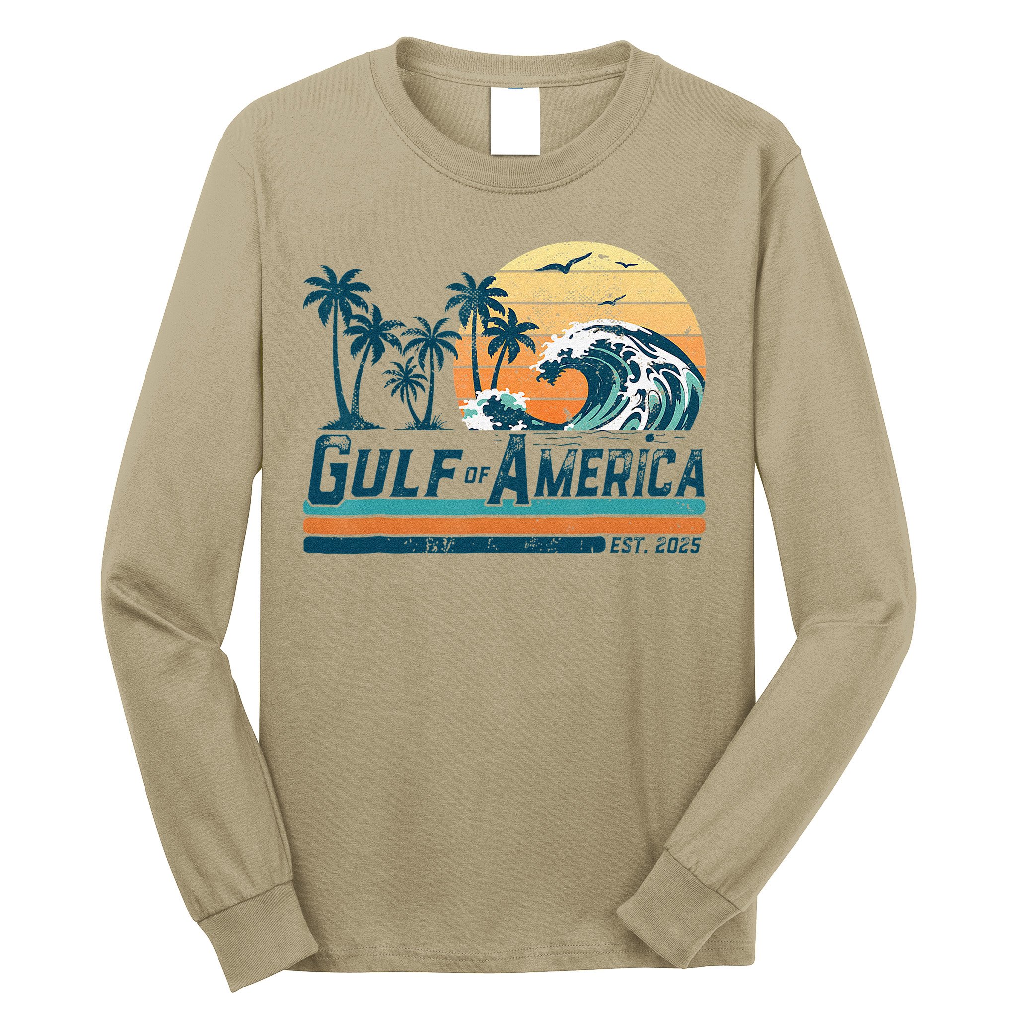 Gulf Of US America Est 2025 Retro Vintage Beach Long Sleeve Shirt