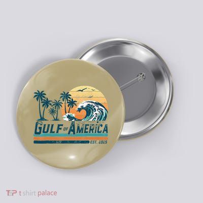 Gulf Of US America Est 2025 Retro Vintage Beach Button