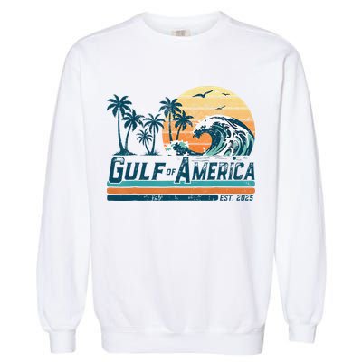Gulf Of US America Est 2025 Retro Vintage Beach Garment-Dyed Sweatshirt