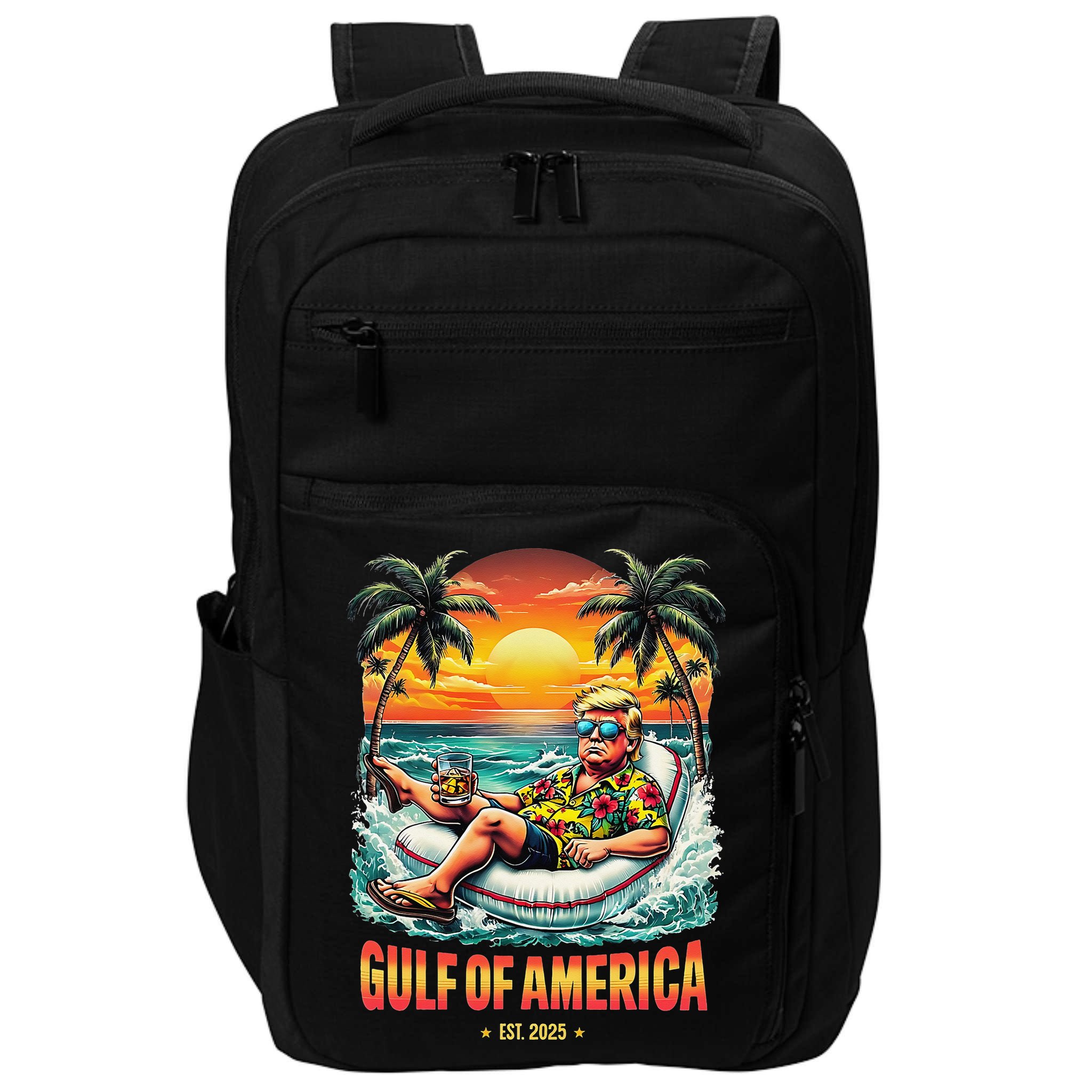 Gulf Of US America Est 2025 Retro Vintage Beach Impact Tech Backpack