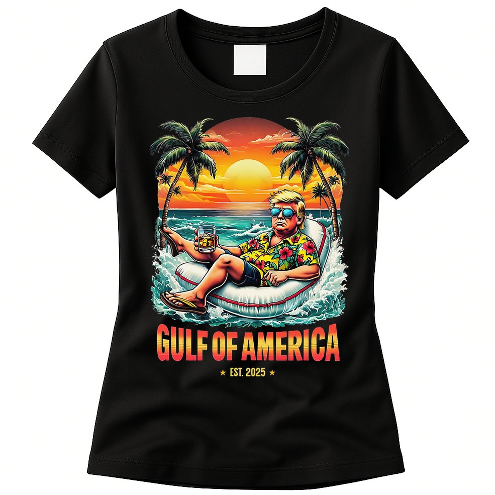 Gulf Of US America Est 2025 Retro Vintage Beach Womens T-Shirt