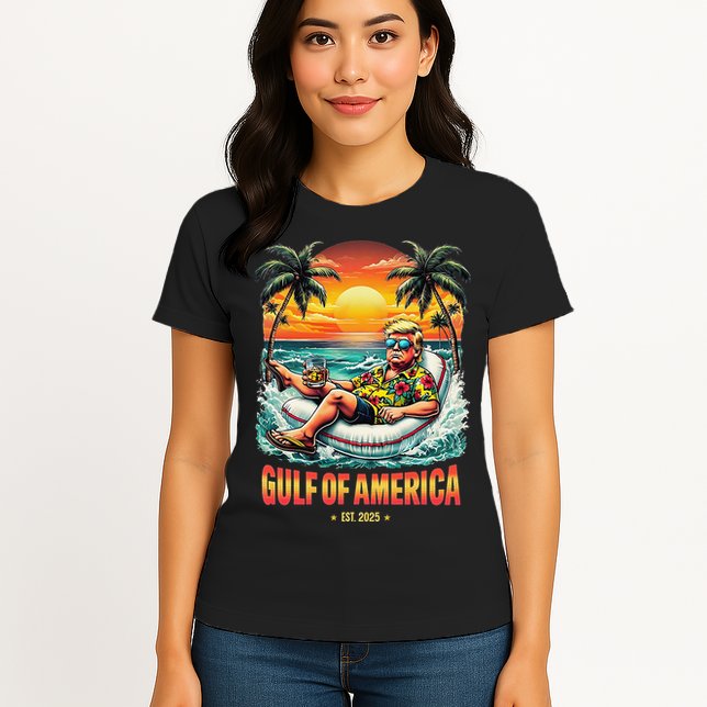 Gulf Of US America Est 2025 Retro Vintage Beach Womens T-Shirt