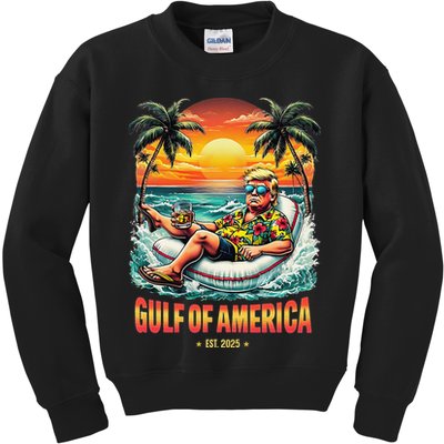 Gulf Of US America Est 2025 Retro Vintage Beach Kids Sweatshirt