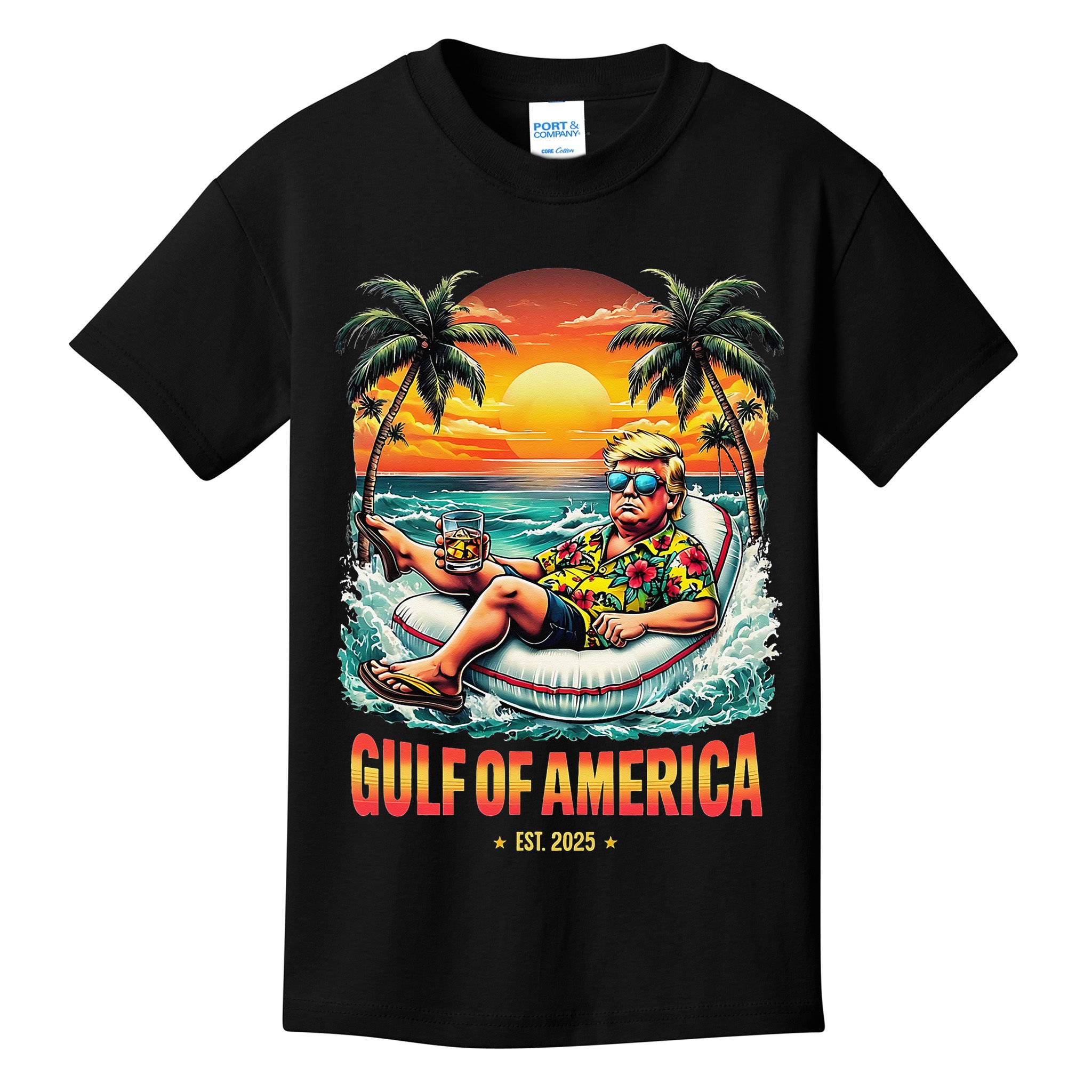 Gulf Of US America Est 2025 Retro Vintage Beach Kids T-Shirt