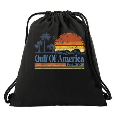 Gulf Of US America Est 2025 Retro Vintage Beach Style Drawstring Bag