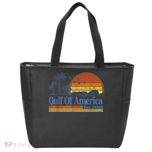 Gulf Of US America Est 2025 Retro Vintage Beach Style Zip Tote Bag