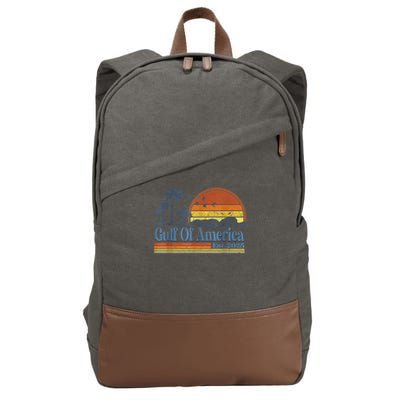 Gulf Of US America Est 2025 Retro Vintage Beach Style Cotton Canvas Backpack
