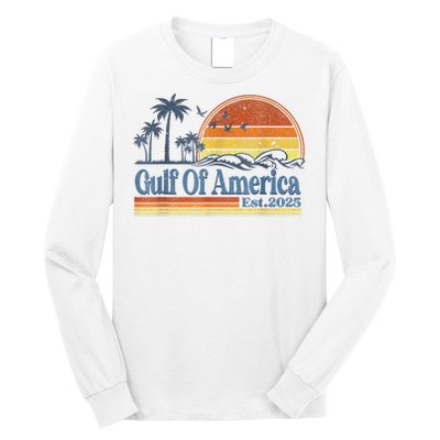 Gulf Of US America Est 2025 Retro Vintage Beach Style Long Sleeve Shirt