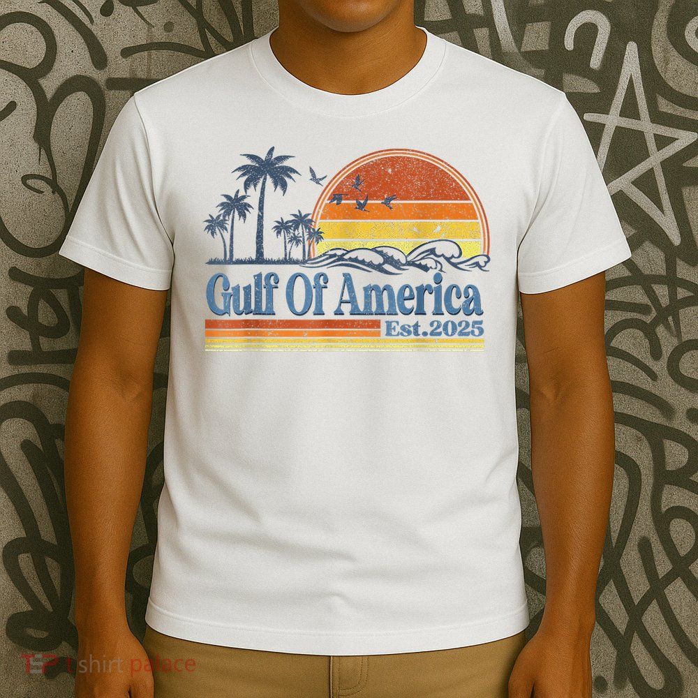 Gulf Of US America Est 2025 Retro Vintage Beach Style T-Shirt