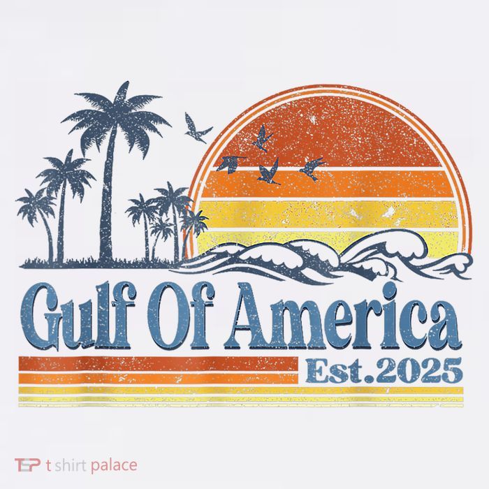 Gulf Of US America Est 2025 Retro Vintage Beach Style Flatbill Hat