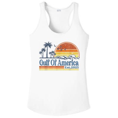 Gulf Of US America Est 2025 Retro Vintage Beach Style Ladies PosiCharge Competitor Racerback Tank