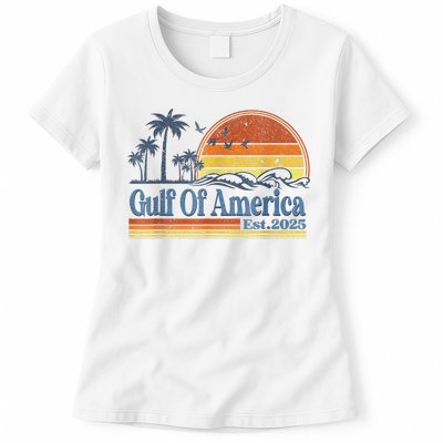 Gulf Of US America Est 2025 Retro Vintage Beach Style Womens T-Shirt