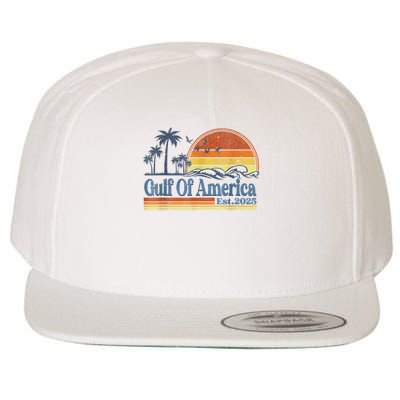 Gulf Of US America Est 2025 Retro Vintage Beach Style Wool Snapback Cap