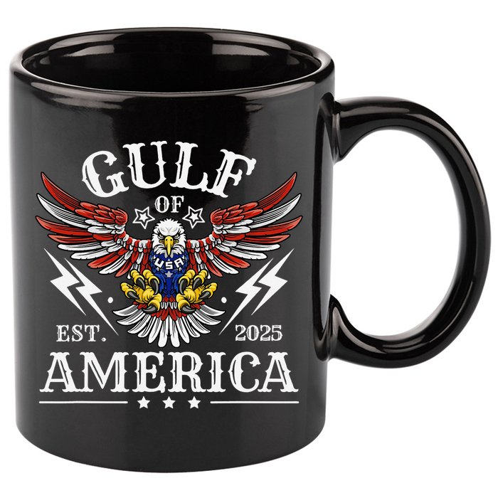 Gulf Of USA America Est 2025 American Flag Eagle 4th Of 11oz C Handle Ceramic Mug