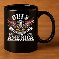 Gulf Of USA America Est 2025 American Flag Eagle 4th Of 11oz C Handle Ceramic Mug