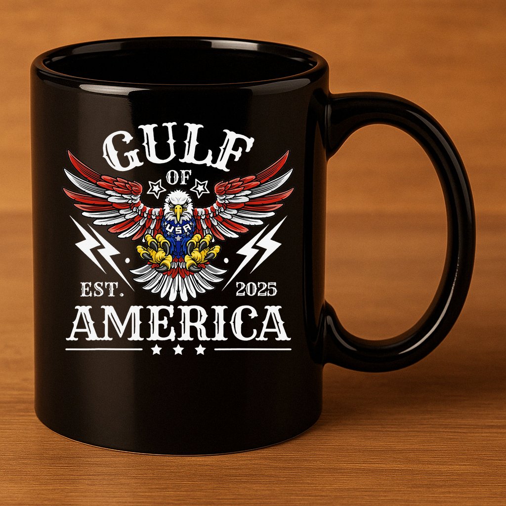Gulf Of USA America Est 2025 American Flag Eagle 4th Of 11oz C Handle Ceramic Mug