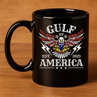 Gulf Of USA America Est 2025 American Flag Eagle 4th Of 11oz C Handle Ceramic Mug