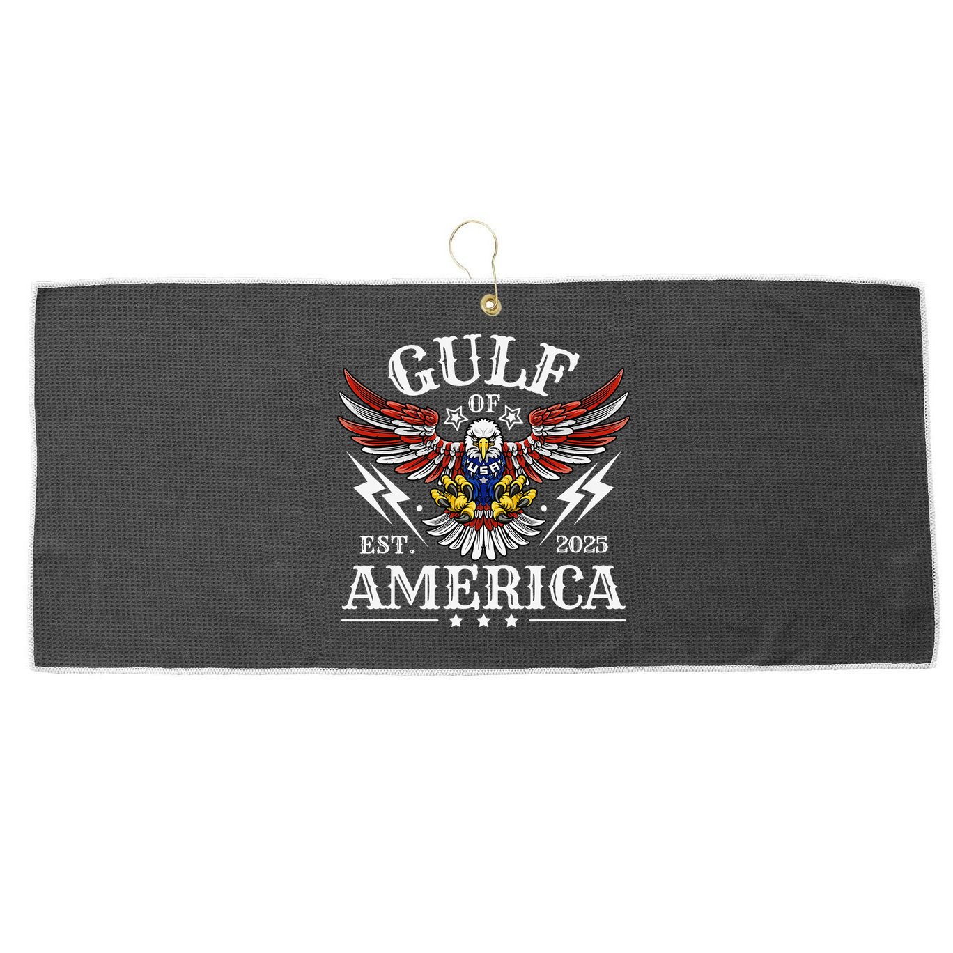 Gulf Of USA America Est 2025 American Flag Eagle 4th Of Large Microfiber Waffle Golf Towel