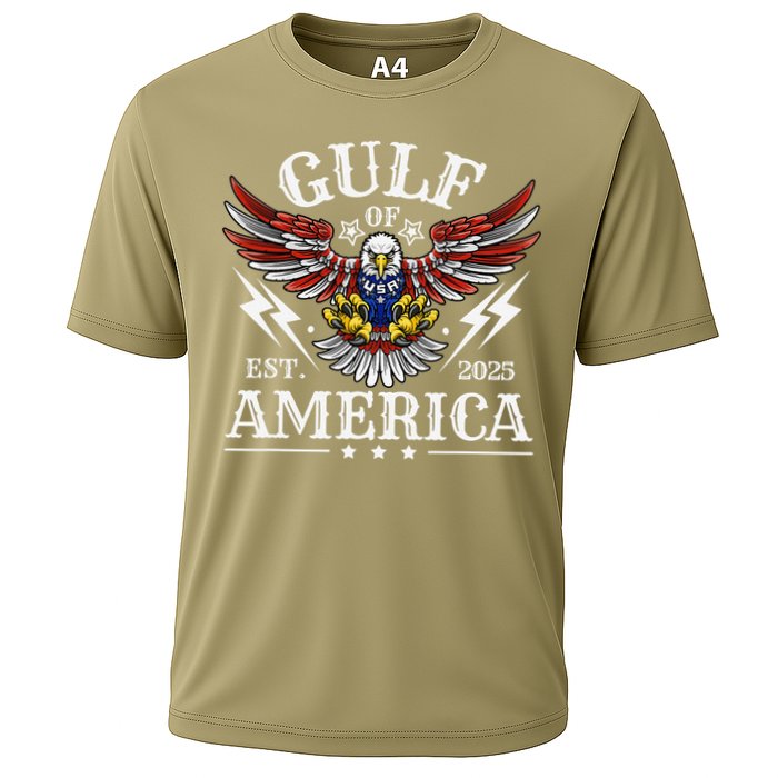 Gulf Of USA America Est 2025 American Flag Eagle 4th Of Cooling Performance Crew T-Shirt
