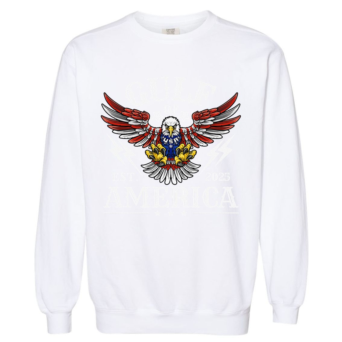 Gulf Of USA America Est 2025 American Flag Eagle 4th Of Garment-Dyed Sweatshirt