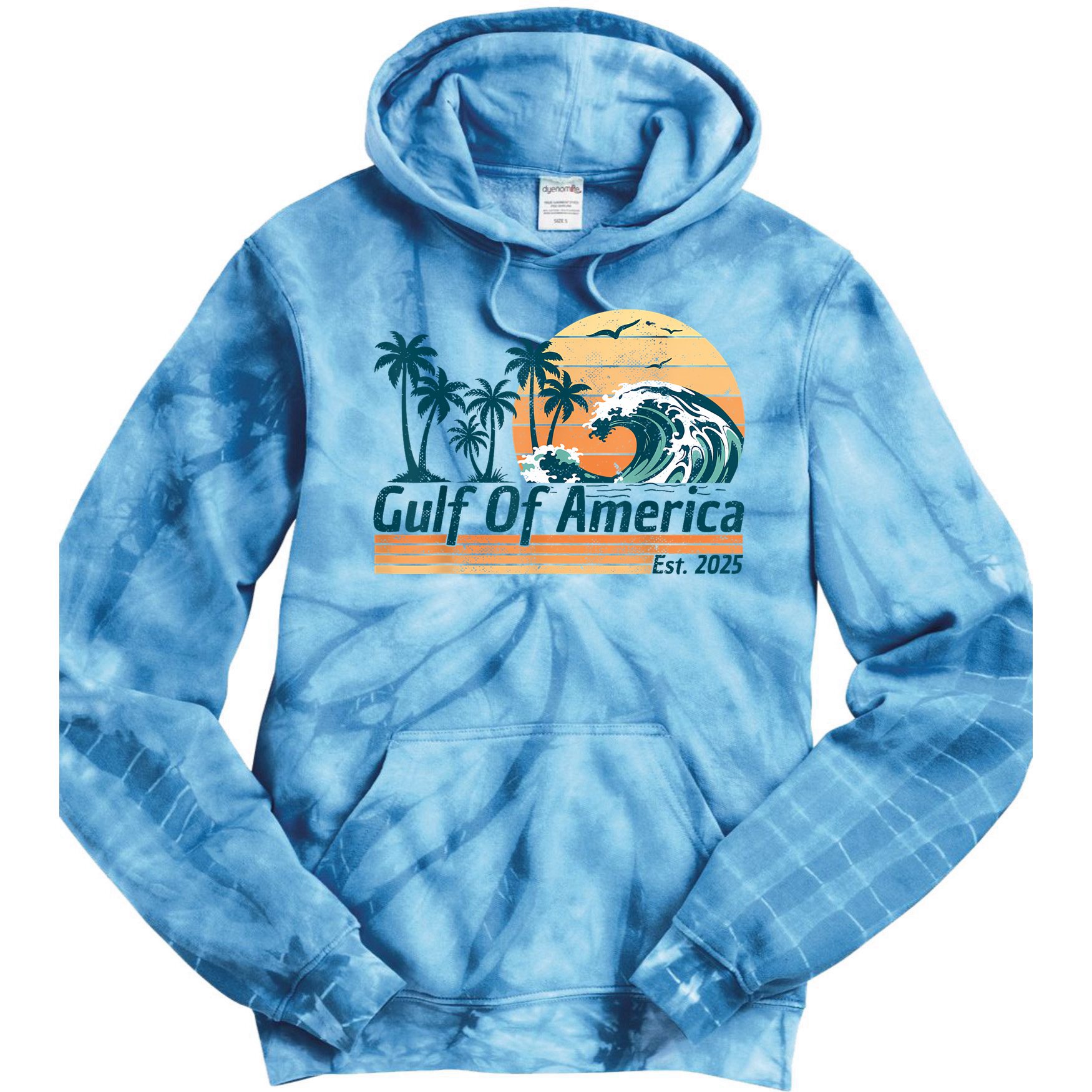 Gulf Of Us America Est 2025 Retro Vintage Beach Tie Dye Hoodie