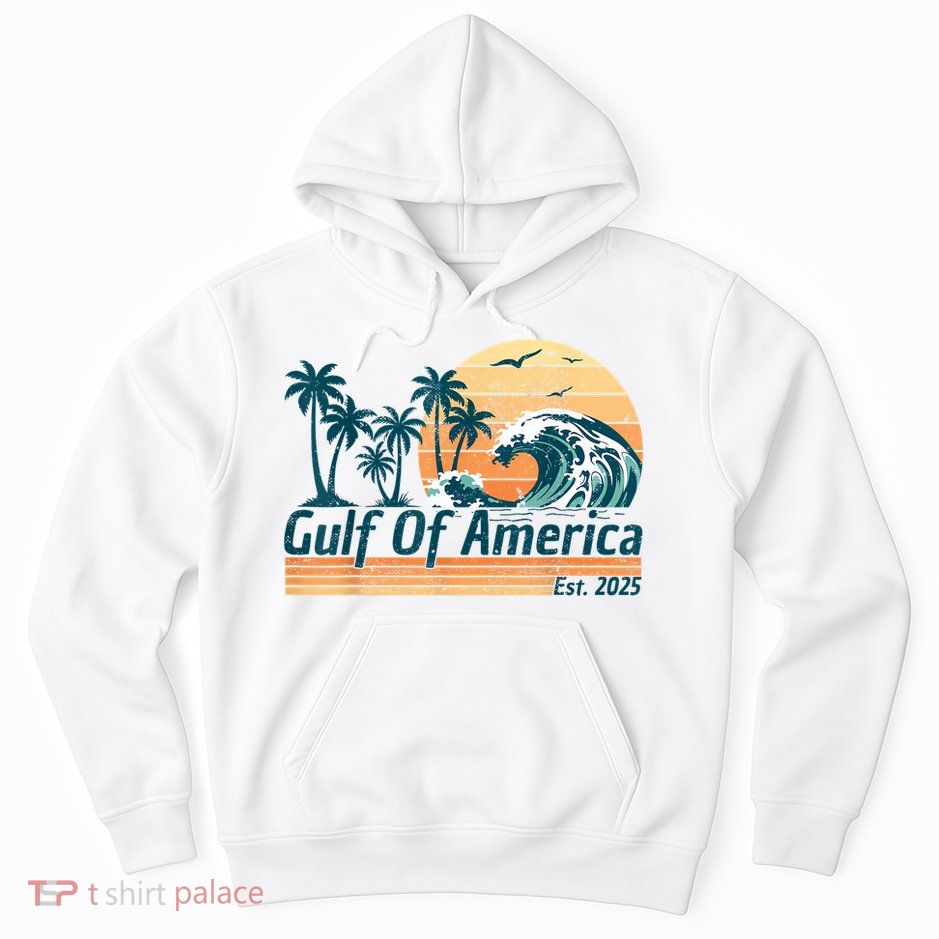 Gulf Of Us America Est 2025 Retro Vintage Beach Hoodie
