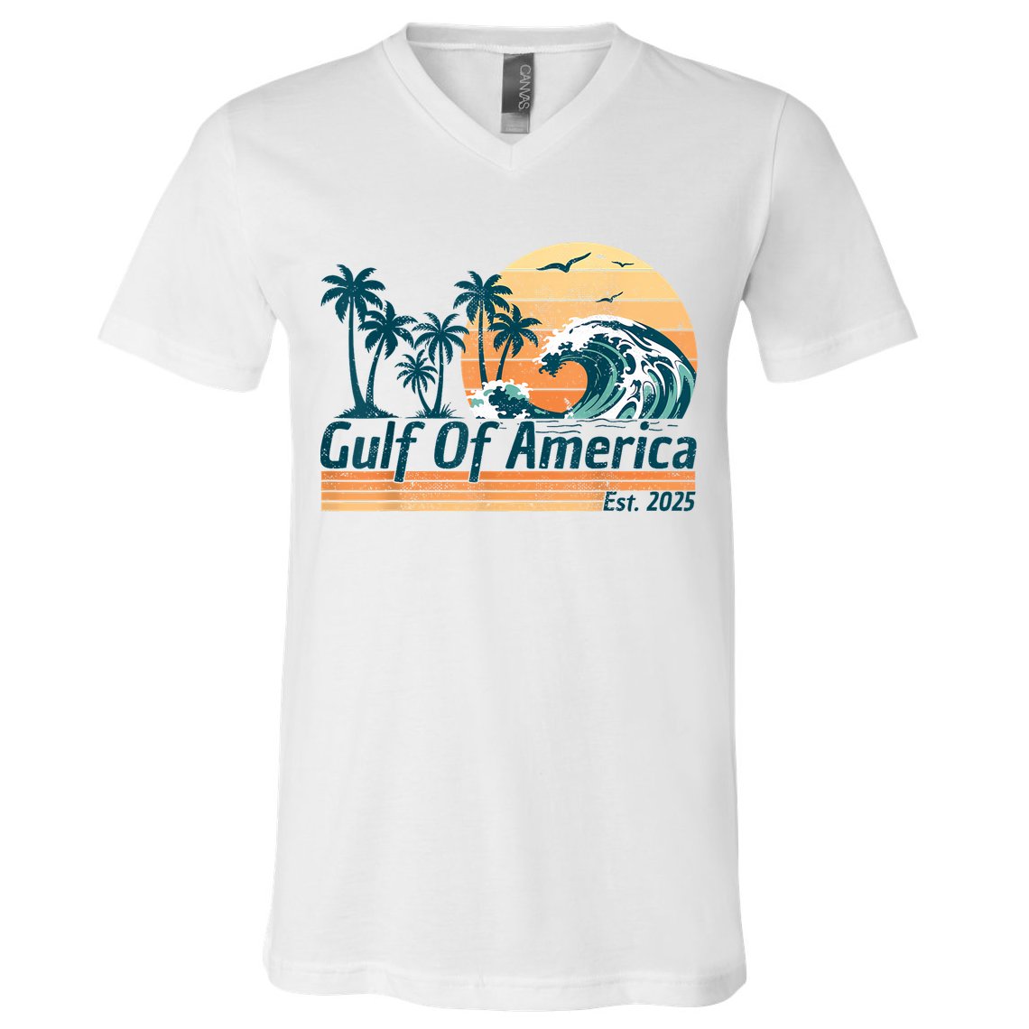 Gulf Of Us America Est 2025 Retro Vintage Beach V-Neck T-Shirt