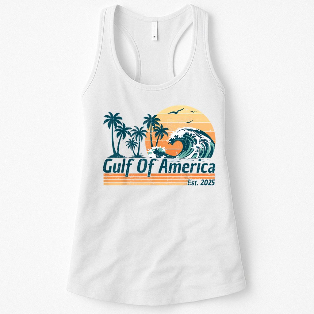 Gulf Of Us America Est 2025 Retro Vintage Beach Womens Tank Top