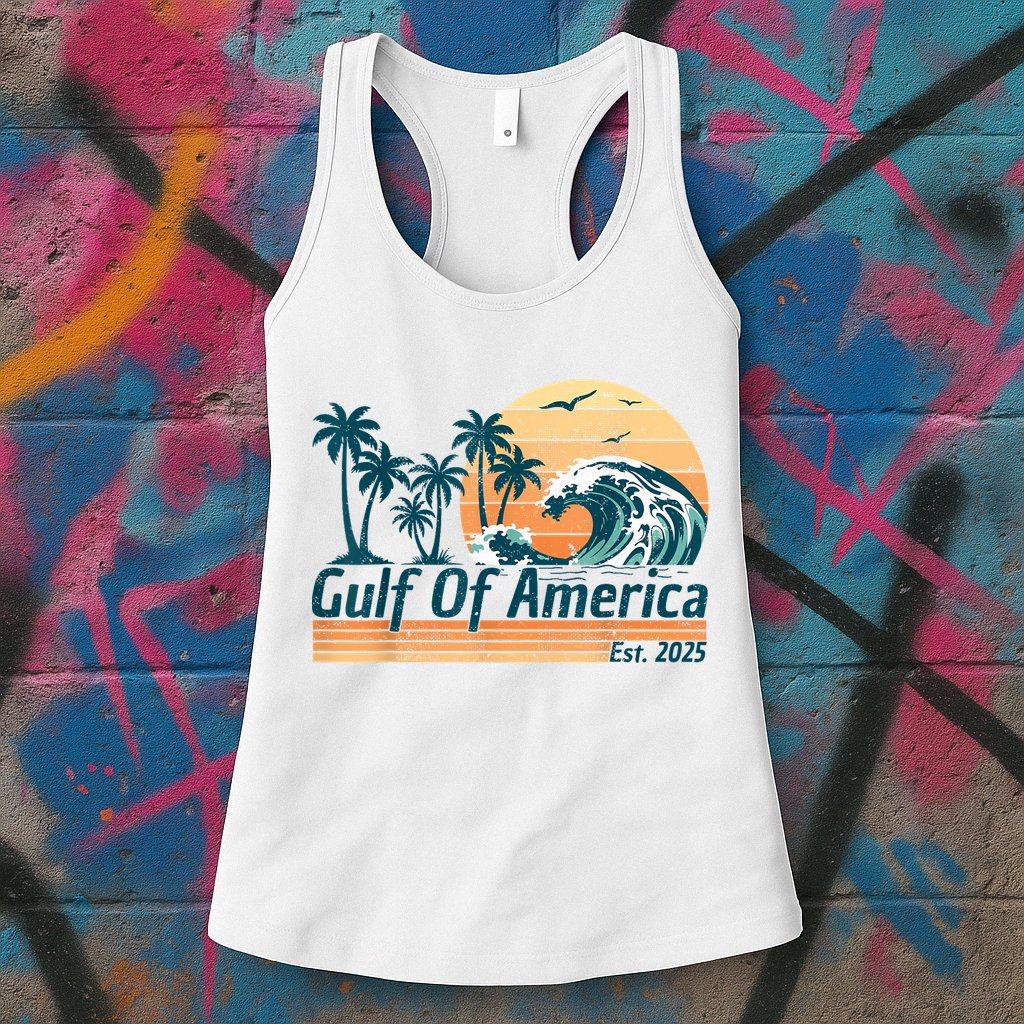 Gulf Of Us America Est 2025 Retro Vintage Beach Womens Tank Top