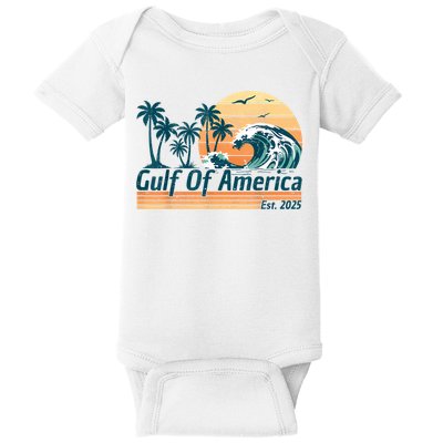 Gulf Of Us America Est 2025 Retro Vintage Beach Baby Bodysuit