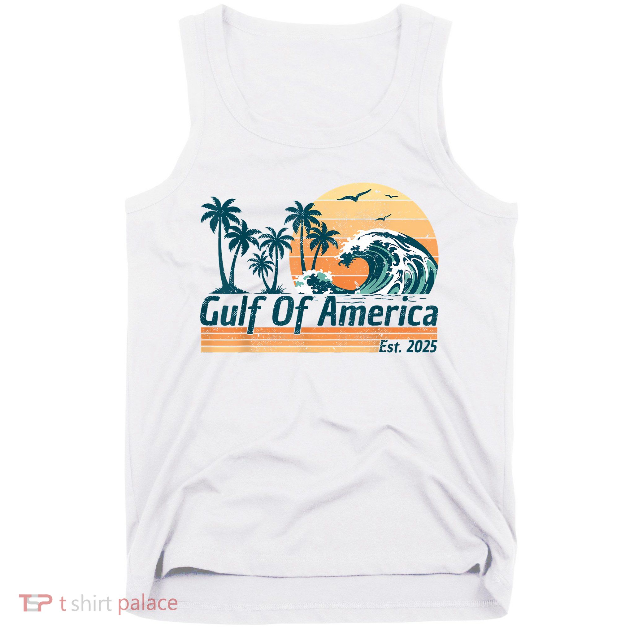 Gulf Of Us America Est 2025 Retro Vintage Beach Tank Top