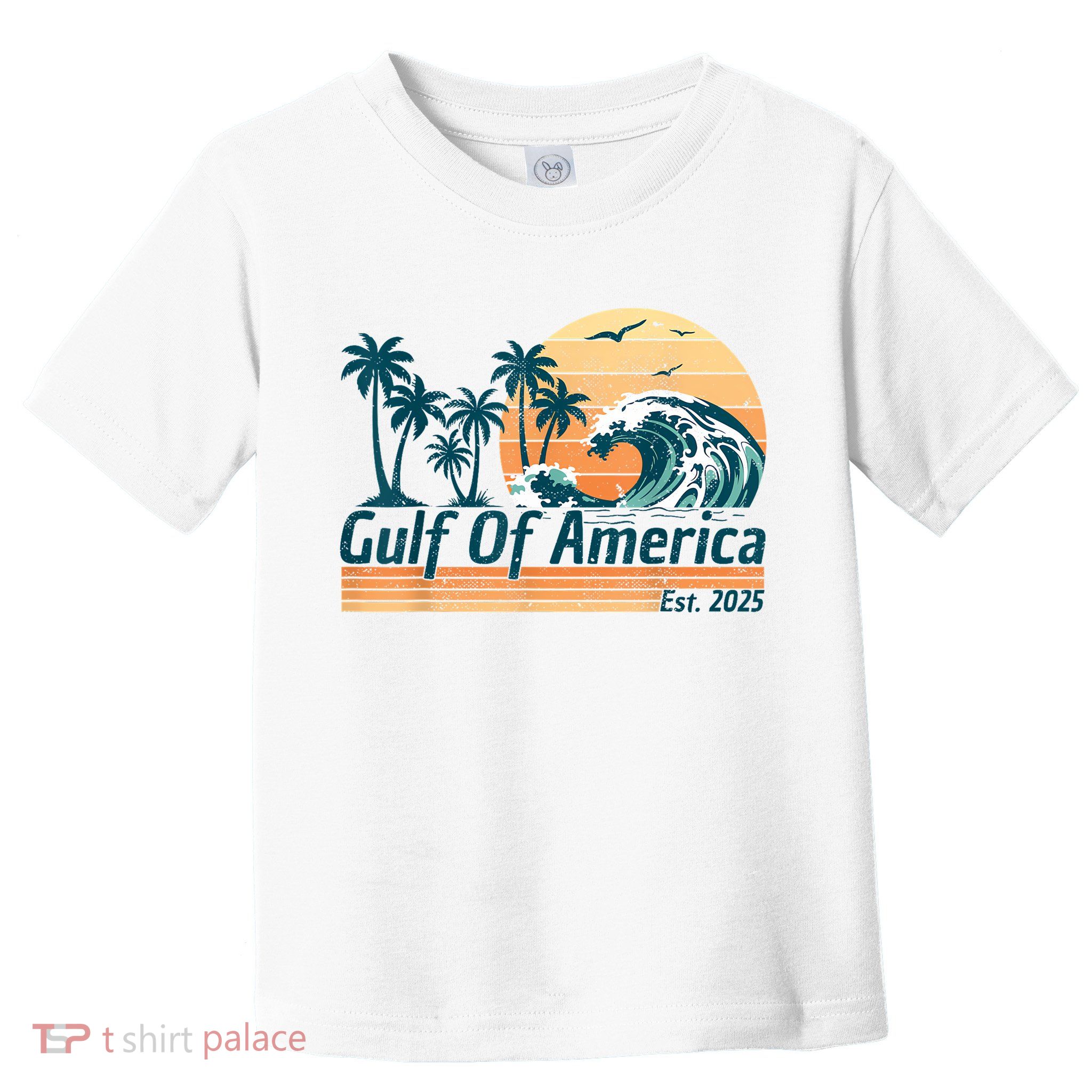Gulf Of Us America Est 2025 Retro Vintage Beach Toddler T-Shirt